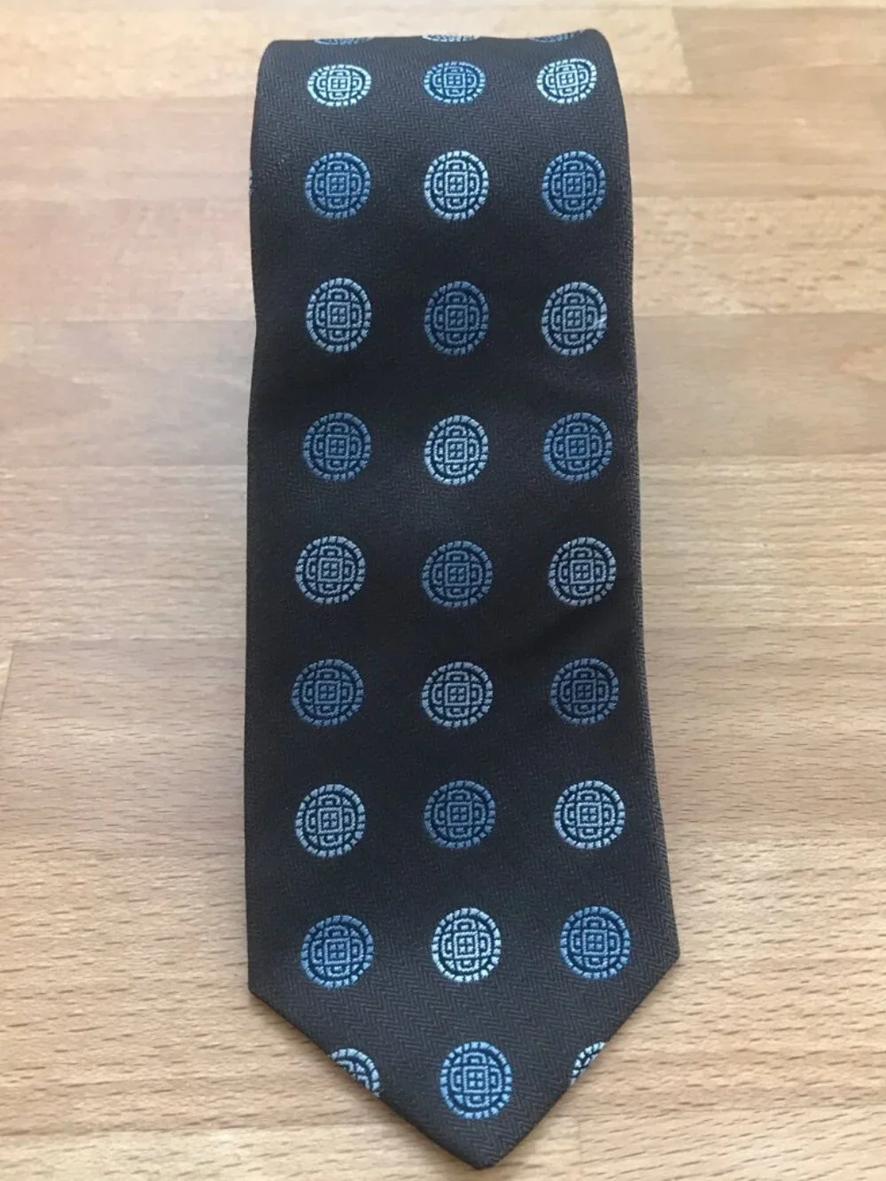 John Varvatos Silk Tie with Circular Geometric Print Medallion Motif
